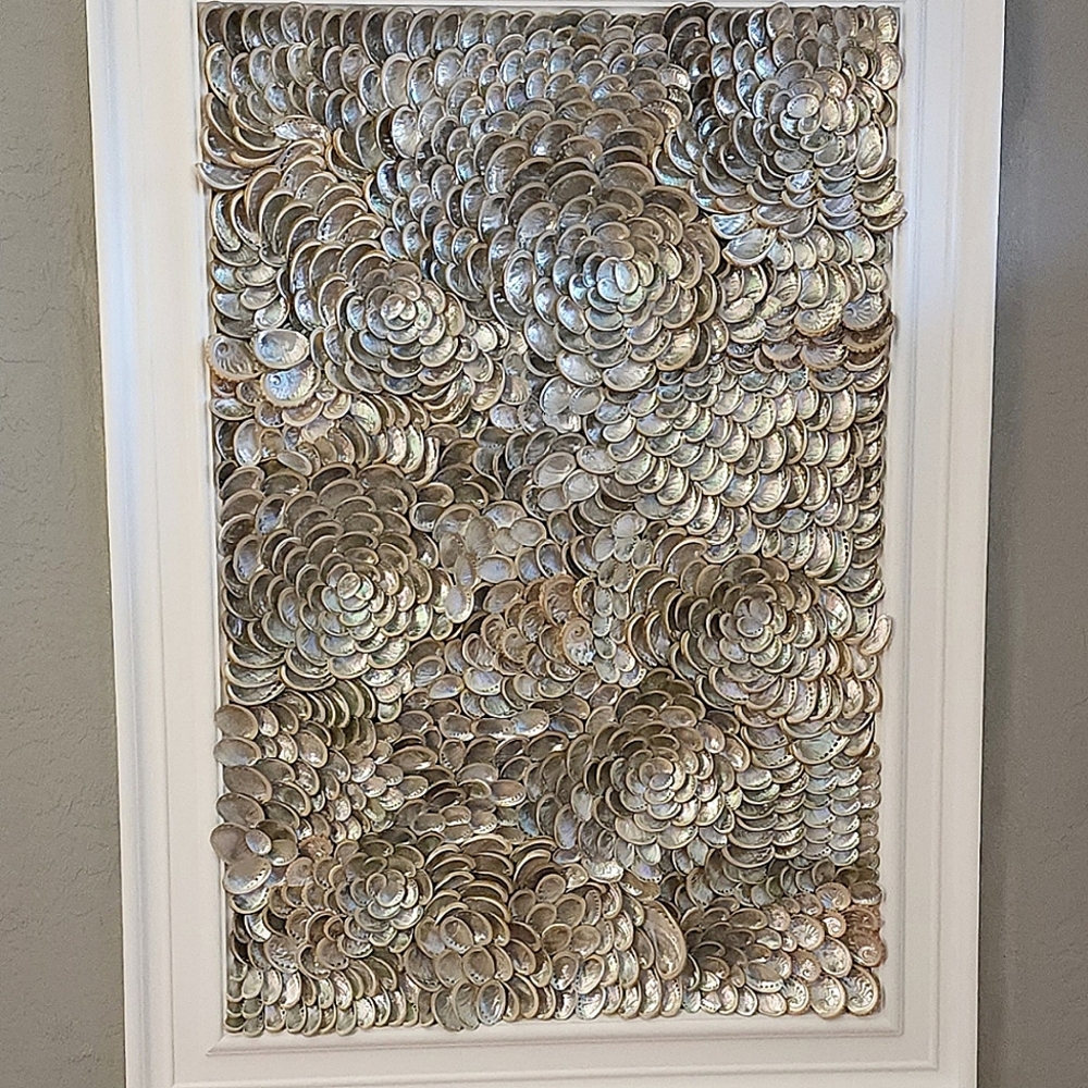 HANDMADE 42" x 32" ABALONE SHELL PICTURE- ONE OF A KIND